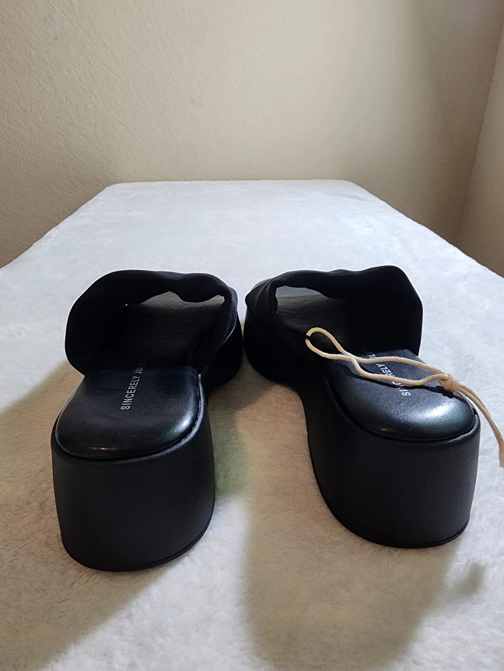 Sincerely Jules Happy Platform Slide Sandals Black Size 9 Y2K Chunky NWOT